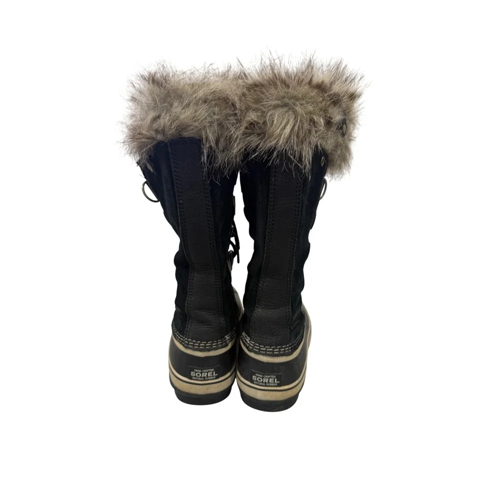 Sorel Joan of Arctic Waterproof Winter Boots Black Suede Faux Fur Trim Womens 11